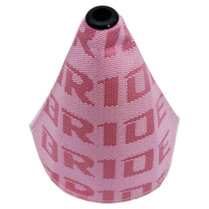 JDM Bride Pink Colors Hyper Fabric Shift Boot Shift Knob Cover Red Stitches - Picture 1 of 4