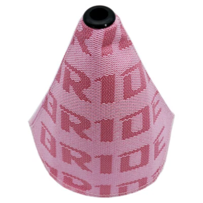 JDM Bride Pink Colors Hyper Fabric Shift Boot Shift Knob Cover Red Stitches - Image 1 of 4