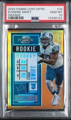 2020 Contenders Optic D'Andre Swift ROOKIE Orange Prizm /50 BEARS PSA 10 Pop 3 - Image 1 of 4