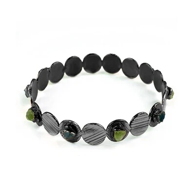 Brazalete brazalete boho hecho a mano con piedras preciosas de peridoto y apatita crudo de moda para mujer Foto 1 de 4