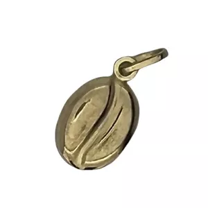 Coffee Bean Charm / Pendant - 9ct Yellow Gold - 10x8mm - Picture 1 of 8