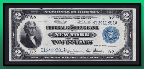 Fr. 752 1918 $2 Federal Reserve Bank Note NEW YORK *BATTLESHIP* VF Cover