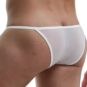 Men Sexy Briefs G string Tanga Underwear Low Rise Panties Underpants Translucent - Picture 1 of 10
