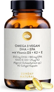 SUNDAY NATURAL® D3 K2 + Omega 3 Kapseln 1.000IE Vitamin D3 + 25Μg Vitamin K2 MK7 - Bild 1 von 6