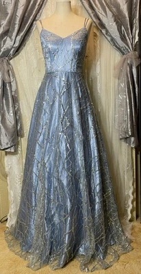 Say Yes to the Prom Sequin Embellished Ball Gown Silver Blue Size 7/8 New - image 1 of 4