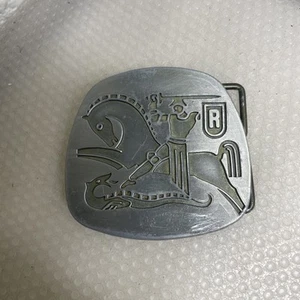 Vintage Reynolds Aluminum Aztec Horse Roman Warrior Pewter Metal Belt Buckle *** - Picture 1 of 4