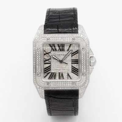 Cartier Santos 100XL Iced Out 2656, 38x51mm, Lederband, U83. 26747 - Bild 1 von 4