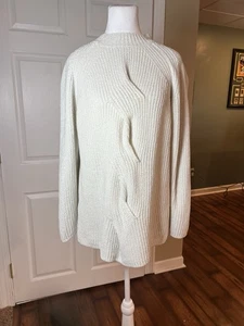J jill chenille knit tunic sweater-Women Sz Lg cream/ivory Cozy Warm Soft Fall - Picture 1 of 8