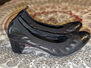 Chanel Cap Toe Black Low Block Heel Stretch Spirit Escarpin Pumps Sz 40 As Is 9 - Picture 1 of 21
