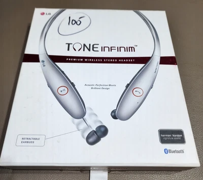 LG Tone Infinim HBS-900 Bluetooth Wireless Stereo Headset Silver Harman Kardon - Image 1 of 4