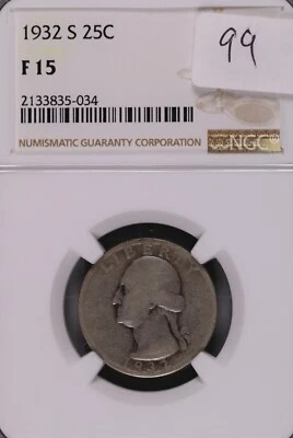 1932-S Washington Silver Quarter NGC F-15 #5-034 - Image 1 of 2
