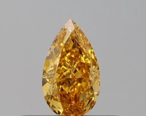 0.31 ct. Fancy Intense Orange-Yellow, VS2 Pear - GIA Cert. Natural Fancy Diamond - Picture 1 of 4