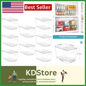 Efficient 8-Pack Clear Storage Bins with Easy-Carry Handles for Organization - Picture 1 of 9