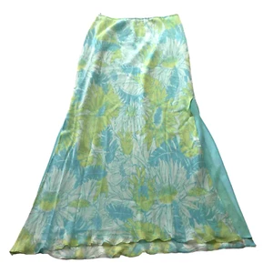 Y2K Express Maxi Skirt Medium Silk Slip Floral Sheer Fairy Grunge Boho Pastel - Picture 1 of 18