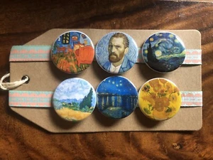 Vincent Van Gogh Artist Impressionism - Button Pin Badge Set - Picture 1 of 3