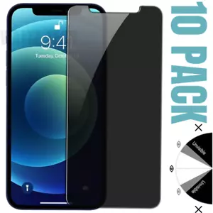 10 Pack Privacy Tempered Glass Screen Protector For iPhone 13 12 11 Pro Max XR 8 - Picture 1 of 12