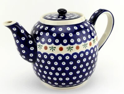 波兰陶器 2 夸脱 茶壶 – Zaklady Boleslawiec 手工制作 石器 — 第 1/4 张图片