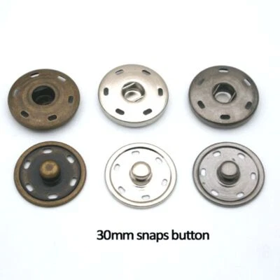 10sets Metal snap buttons 30mm big large metal brass sew on press buttons - Image 1 of 4