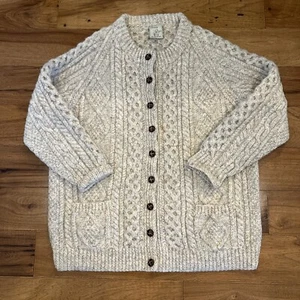 Carraigdonn Oatmeal  Wool Button Down Grandpa Cardigan L / XL - Picture 1 of 15