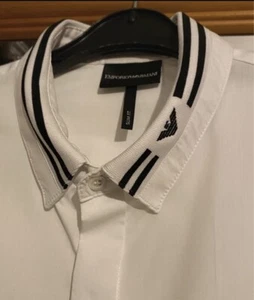 Armani White shirt Sz S Slim Fit Detailed Collar Wedding special occasion Prom - Picture 1 of 5
