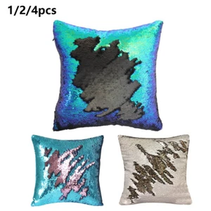 Glitter Sequins Pillow Cover Case Fur Soft Cushion Cover Throw Home Sofa Decor - Picture 1 of 13