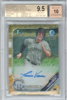 2019 BOWMAN CHROME TERRIN VAVRA AUTO GOLD SHIMMER REF #/50 BGS 9.5 TRUE GEM MINT - Image 1 of 2