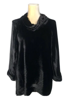 Camisa túnica Tommy Bahama para mujer Top pequeña mezcla de seda capucha terciopelo negra nueva $225 Foto 1 de 4