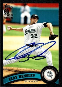 2011 Topps Clay Hensley #167   Black Border /60 Signed Auto Florida Marlins