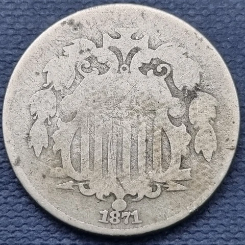 1871 Shield Nickel 5c Circulated #58393 Cover