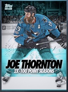 2017 Topps Skate DIGITAL Hundred Point Club 100 SUPER RARE Joe Thornton