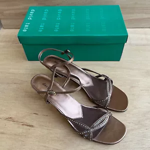 DAVID TATE HOT DATE KID Women’s Bronze Crystal-encrusted Strappy Sandal sz 10N - Picture 1 of 9