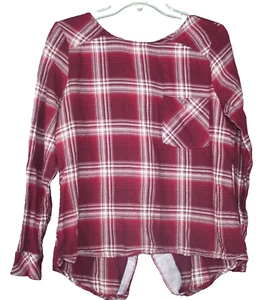 Cato Womens Size Medium Shirt Red Plaid Top Button Down Butterfly Back Western - Picture 1 of 6