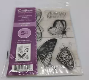 Nuevo juego de 5 estampillas acrílicas Crafter’s Companion Butterfly Kisses - Imagen 1 de 2