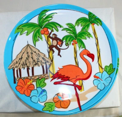 (8) 10" Plates Monkey Stork Outside  Gazebo Jungle Animal Birthday Party - Image 1 of 4