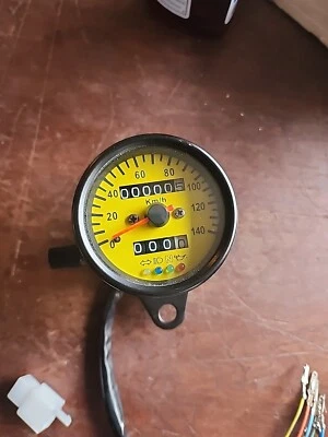Yellow Backlit Motorcycle Speedometer Km/h with Lights - image 1 of 4