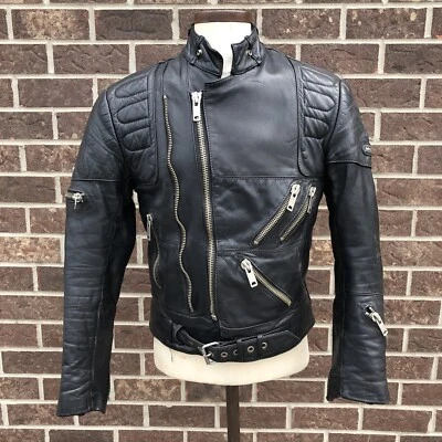 Vintage Black Hein Gericke Heavy Padded Leather Biker Motorcycle Jacket Men’s 44 - Image 1 of 4