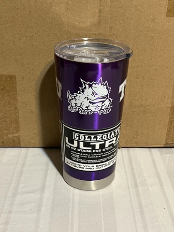 TCU Horned Frogs NCAA Purple 20oz Tumbler Cup Mug Logo Brands New Cover