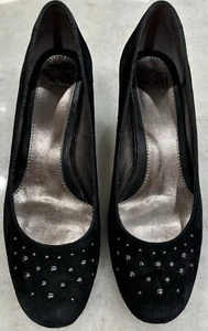 A+ Sofft 8M schwarze Wildleder Keilabsatz Pumps Gold Nieten Vamp 8 M 2" Absatz Euro 38,5 - Bild 1 von 5