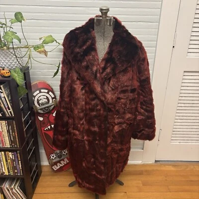 Abrigo de visón Terry Lewis Classic Luxuries vintage de piel sintética rojo grande para mujer Foto 1 de 4