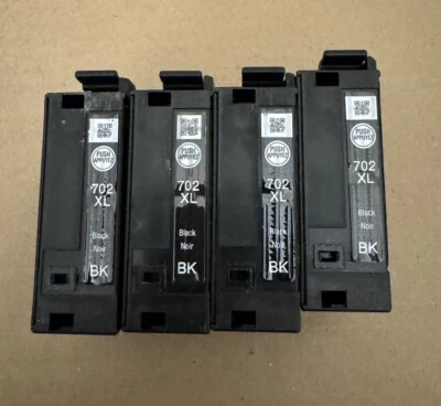 x4 OEM 702XL T702XL Black Ink Epson 702 XL Workforce Pack WF3720 WF3730 WF3733 - Image 1 of 2