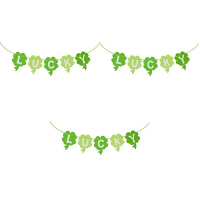 3 STÜCKE 3 Meter grüne Shamrock Papier Banner Vier Blatt Klee Girlande - Bild 1 von 4