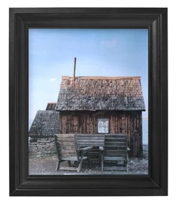 Framed Colored Cabin Image, Woodstain Vintage Picture Frame With Groves 10x8" - Picture 1 of 5