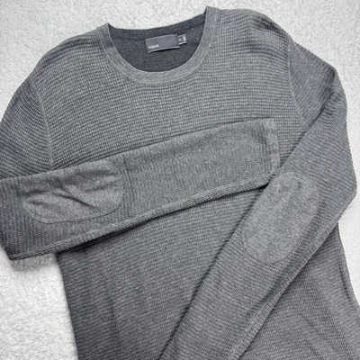 Vince женщин Sz средний вафли трикотажа ворота Топ черный Пима хлопок минималистский - Изображение 1 из 4