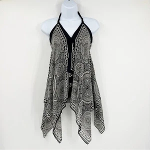 Top soporte de seda Y2K BCBGMAXAZRIA XS pañuelo babydoll asimétrico - Imagen 1 de 6
