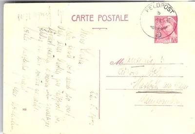Segunda Guerra Mundial Tercer Reich alemán/Francia postal usada correo de campaña alemán Foto 1 de 2