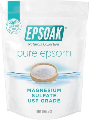 Sal de Epsoak Epsom 10 lb. Sulfato de magnesio USP. (Cantidad. 1 X 10Lb. Bolsas) Resellables Foto 1 de 4