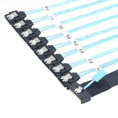 Suitablefor PCIE SAS SFF-8654 8I to 8X SATA 7P female head conversion cable - Image 1 of 4