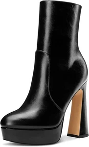 DearOnly Womens Chunky Block High Heel Platform Ankle Boots Round Toe Zipper... - Picture 1 of 12