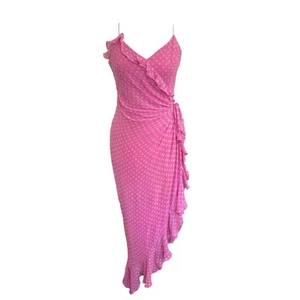 Vintage Bellville Sassoon Lorcan Mullany Silk Polka Dot Pleat Asymmetrical Dress - Picture 1 of 9