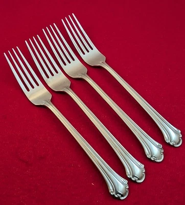Lot Of 4 Pfaltzgraff MERIDIAN Stainless 18/0 Glossy DINNER Forks Flatware - Image 1 of 4
